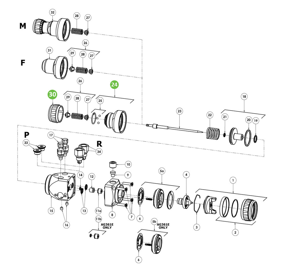 DeVilbiss SPA-426-K Kit of Rear Housing Assembly & Adjusting Knob
