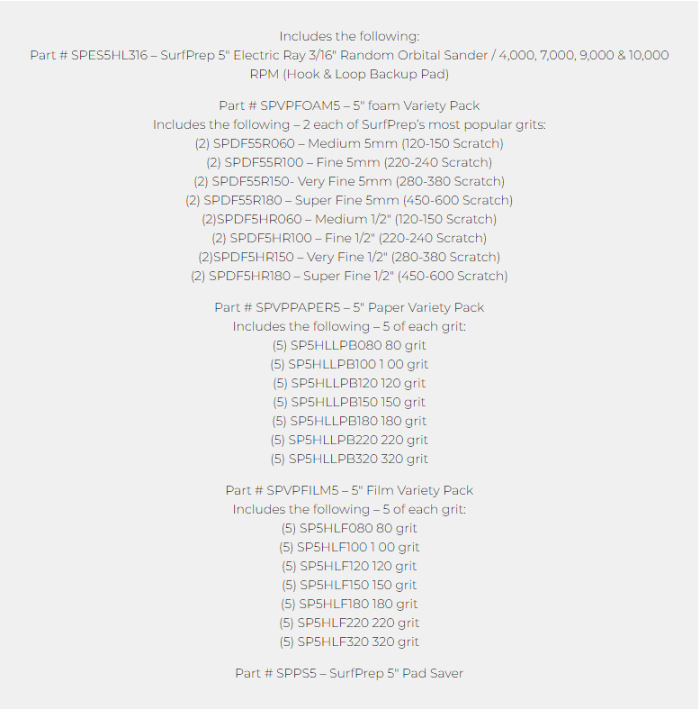 Surfprep 5 Electric Ray Sanding System Kits Non-Vacuum Sanders