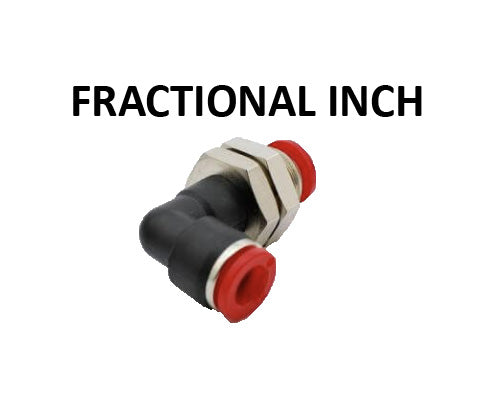 Hosco Push to Connect Fittings, Fractional Inch, Bulkhead Union Elbow (Various Size Options)