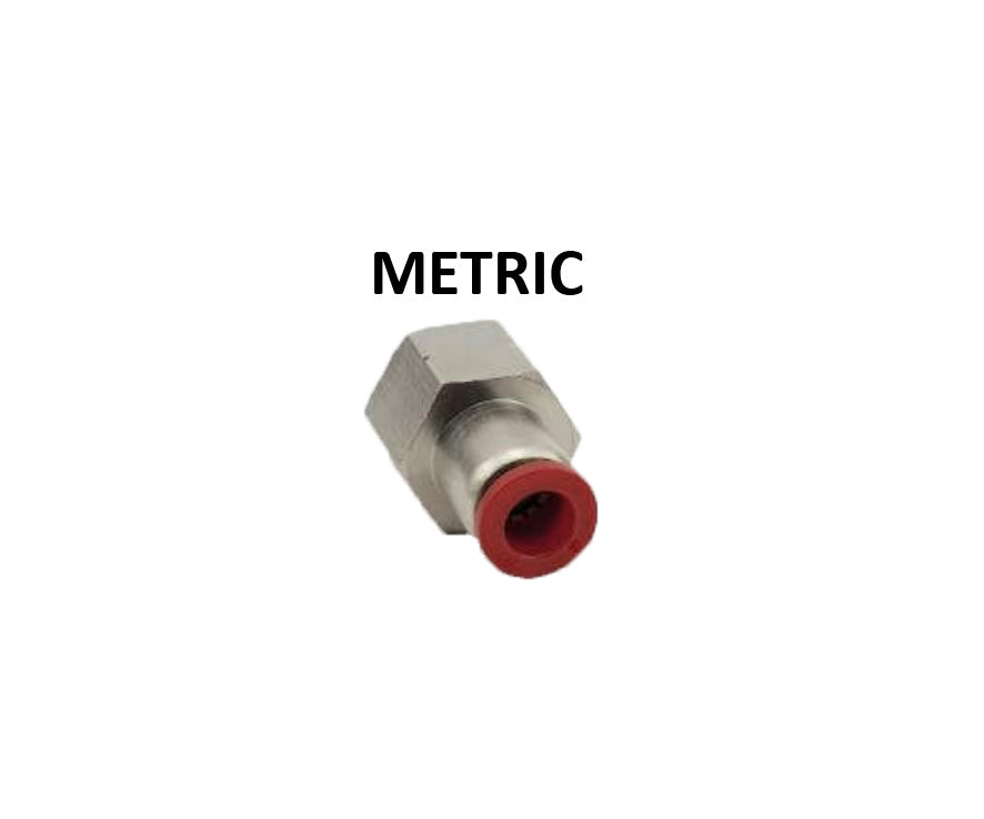 Hosco Push to Connect Fittings, Metric, Female Straight (Various Size Options)