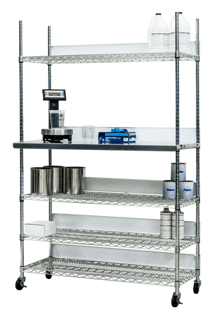 Dedoes Work Shelf Add On Assembly And Five Shelf Back Stops For The Seville Storage Rack - Total Finishing Supplies