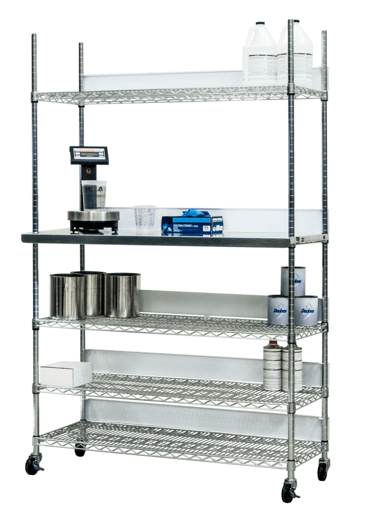 Dedoes Work Shelf Add On Assembly And Five Shelf Back Stops For The Seville Storage Rack - Total Finishing Supplies