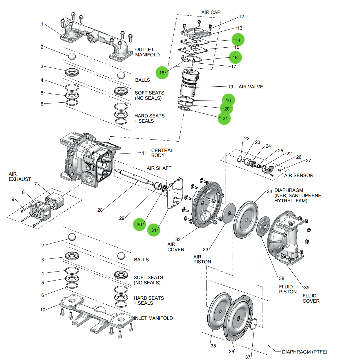 Samoa UP10R-AM-400 Air Motor Seals Kit