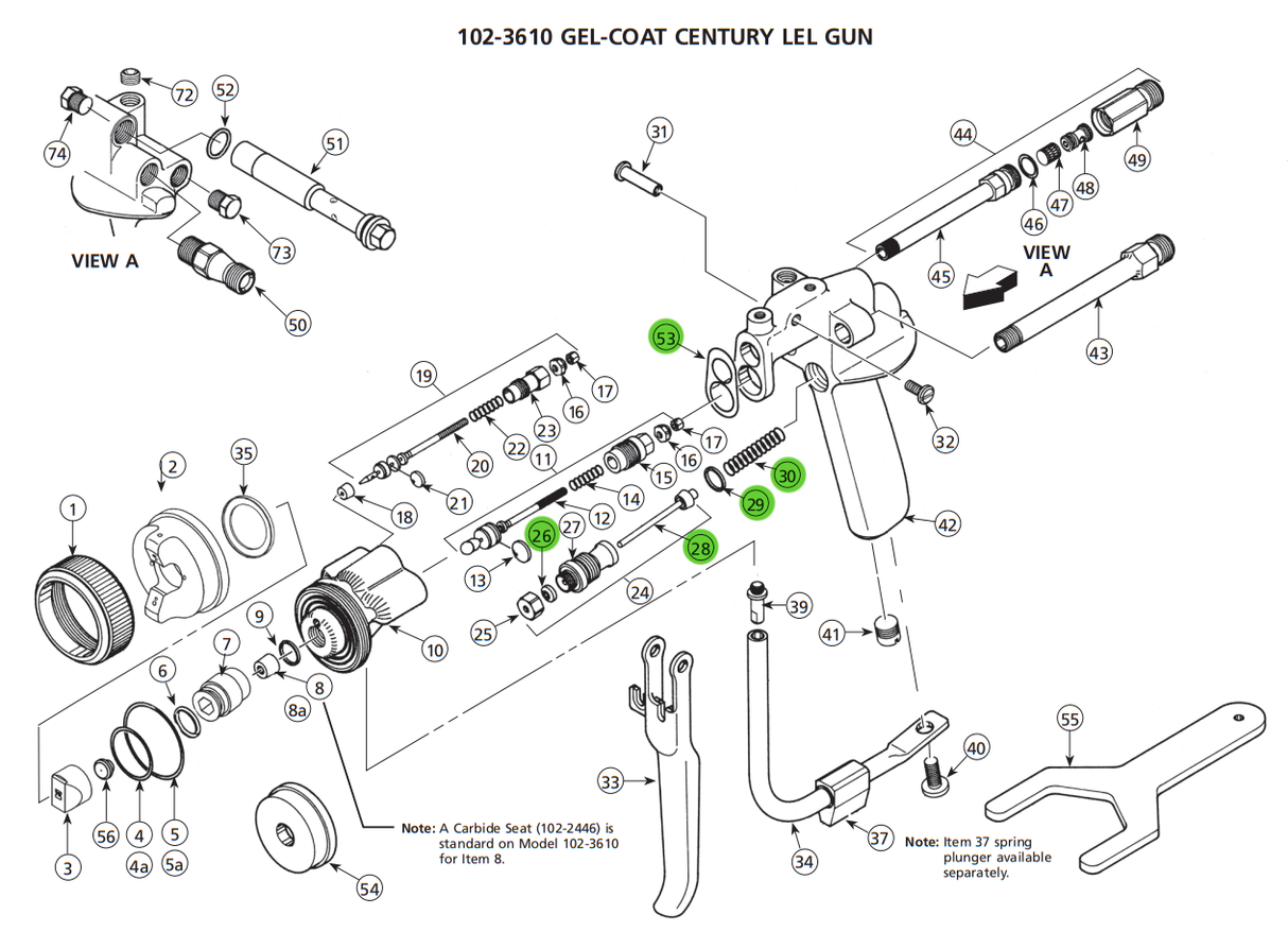 Binks 106-1172 Air Valve Repair Kit For Century LEL Gun Assemblies