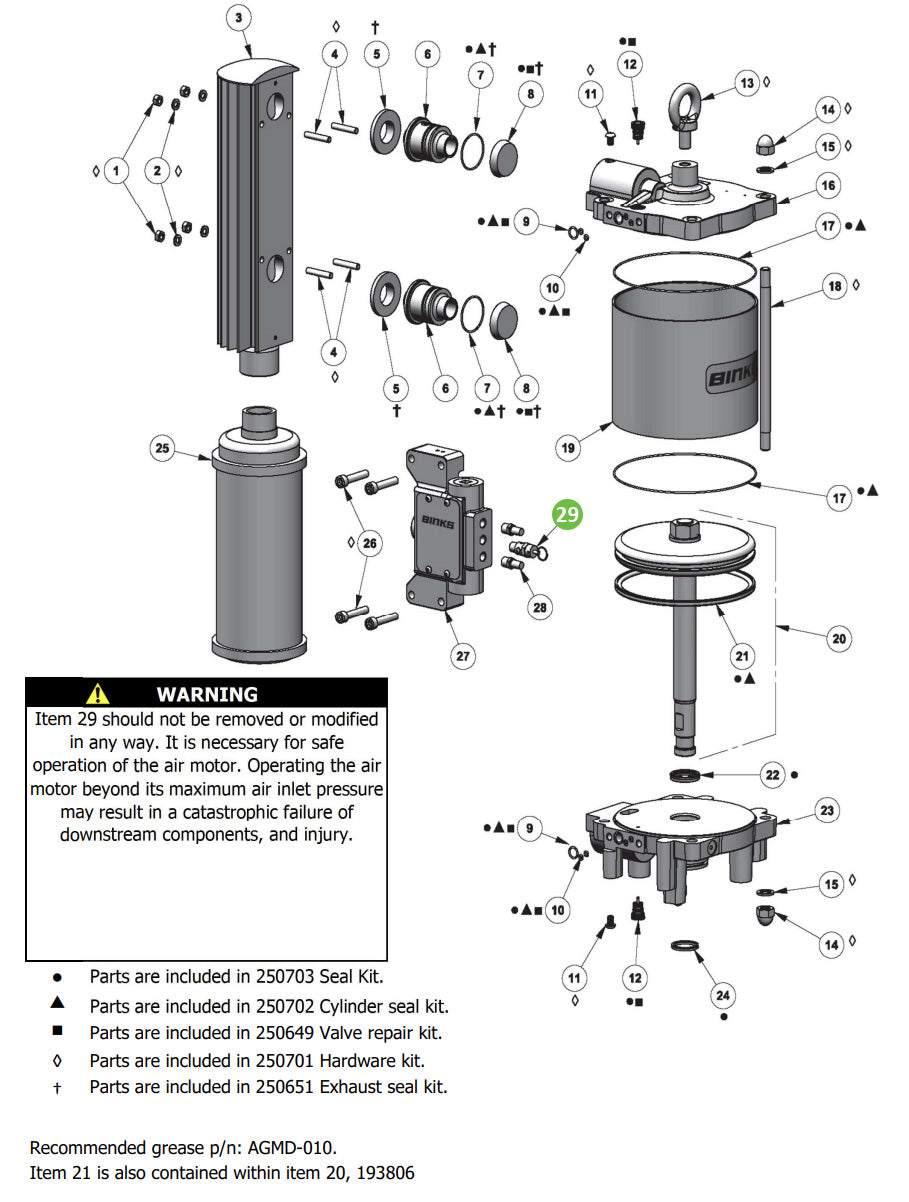 Binks 193539 Pressure Relief Valve for 101 psi [7 bar]