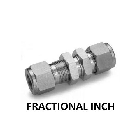 Hosco 316 Stainless Steel Compression & Instrumentation Fittings, Bulkhead Union, Fractional Inch (Various Size Options)