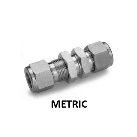 Hosco 316 Stainless Steel Compression & Instrumentation Fittings, Bulkhead Union, Metric (Various Size Options)