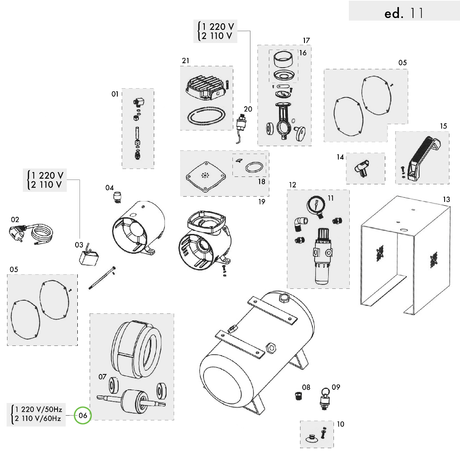 Sagola CP 1000 - Stator, Rotor & Bearings Kit; 110V/60Hz - Total Finishing Supplies