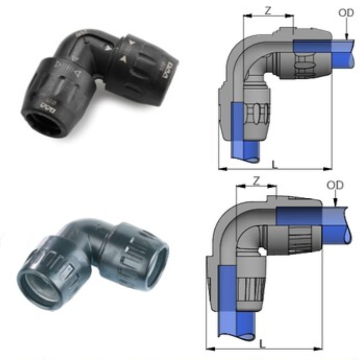 Dan-Am Air 90 Degree Elbow - 1" OD - Total Finishing Supplies