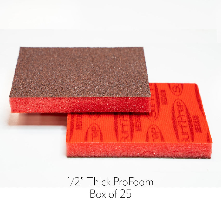 3″ X 4″ SurfPrep ProFoam Pads - 1/2" Thick (New Premium Pre-Stressed Grain) Box of 25 - Total Finishing Supplies