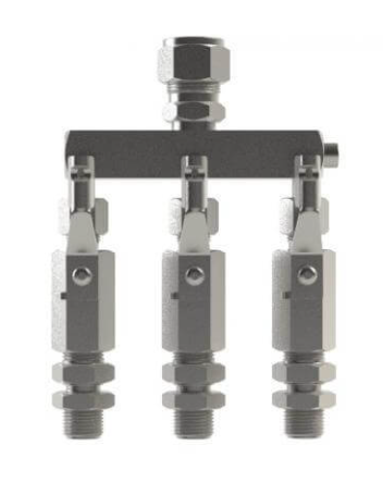 Hosco HRS-201 Manifold, 2 Legs, With Valves - Total Finishing Supplies