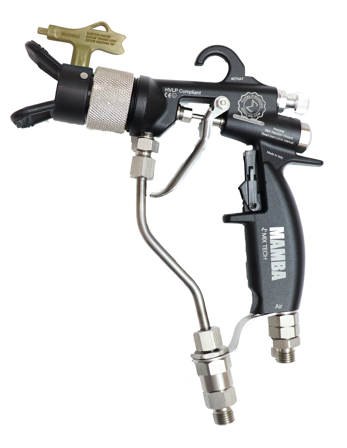 TFS Label Air-Assist-Airless (AAA) 14:1 Peak™ Pump - Cart Model Set-Up (V Packing) with MAMBA® AAA Spray Gun