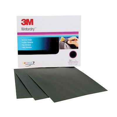 3M™ Wetordry™ 02034 401Q Abrasive Sheet, 9 in W x 11 in L, 1000 Grit, Fine Grade, Silicon Carbide Abrasive, Black