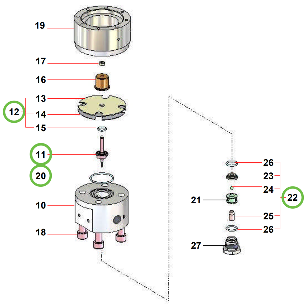 Sames® Fluid Regulator Repair Kit 155-271-907, For Airmix® Inline Pressure Regulator PH - Total Finishing Supplies