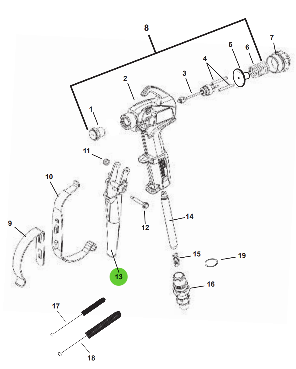 TriTech 500-230 Trigger Assembly, 2-Finger, T420/T750