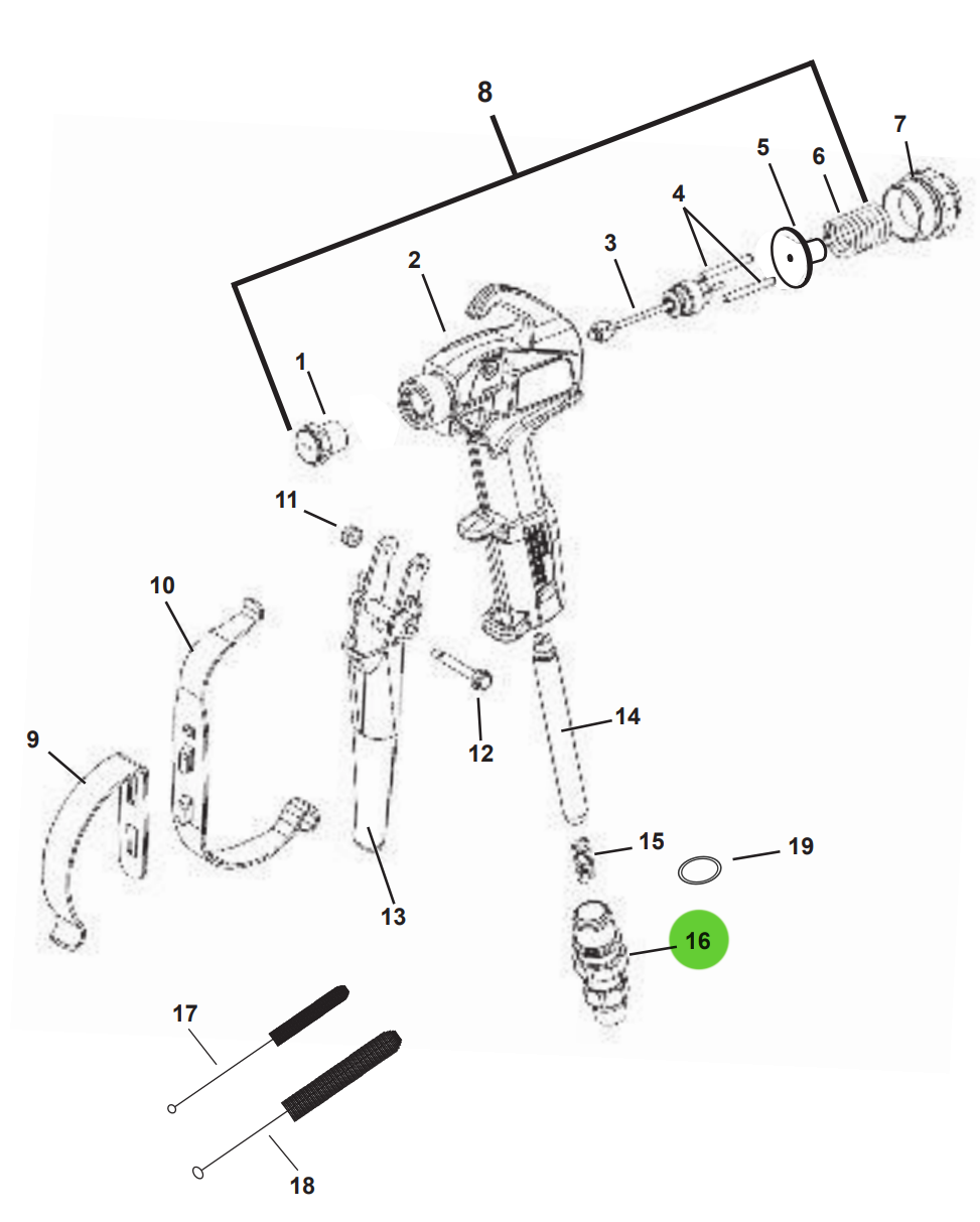 TriTech 105-035 Gun Swivel Assembly T420/750 - 1/4 NPS Standard