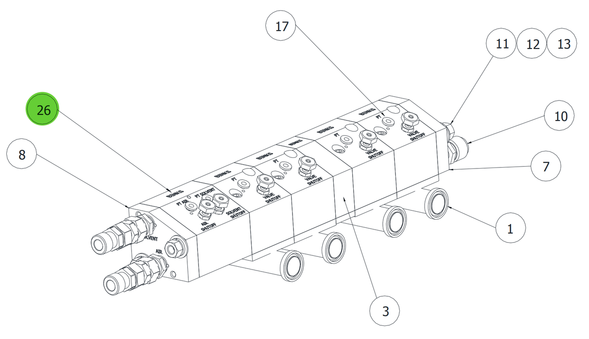 Ransburg A12827-00 Purge Block Assembly