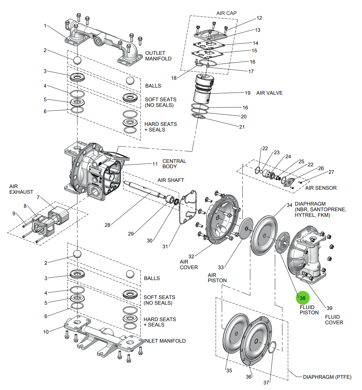 Samoa UP10R-HP-7A0 Fluid Piston Seals Kit