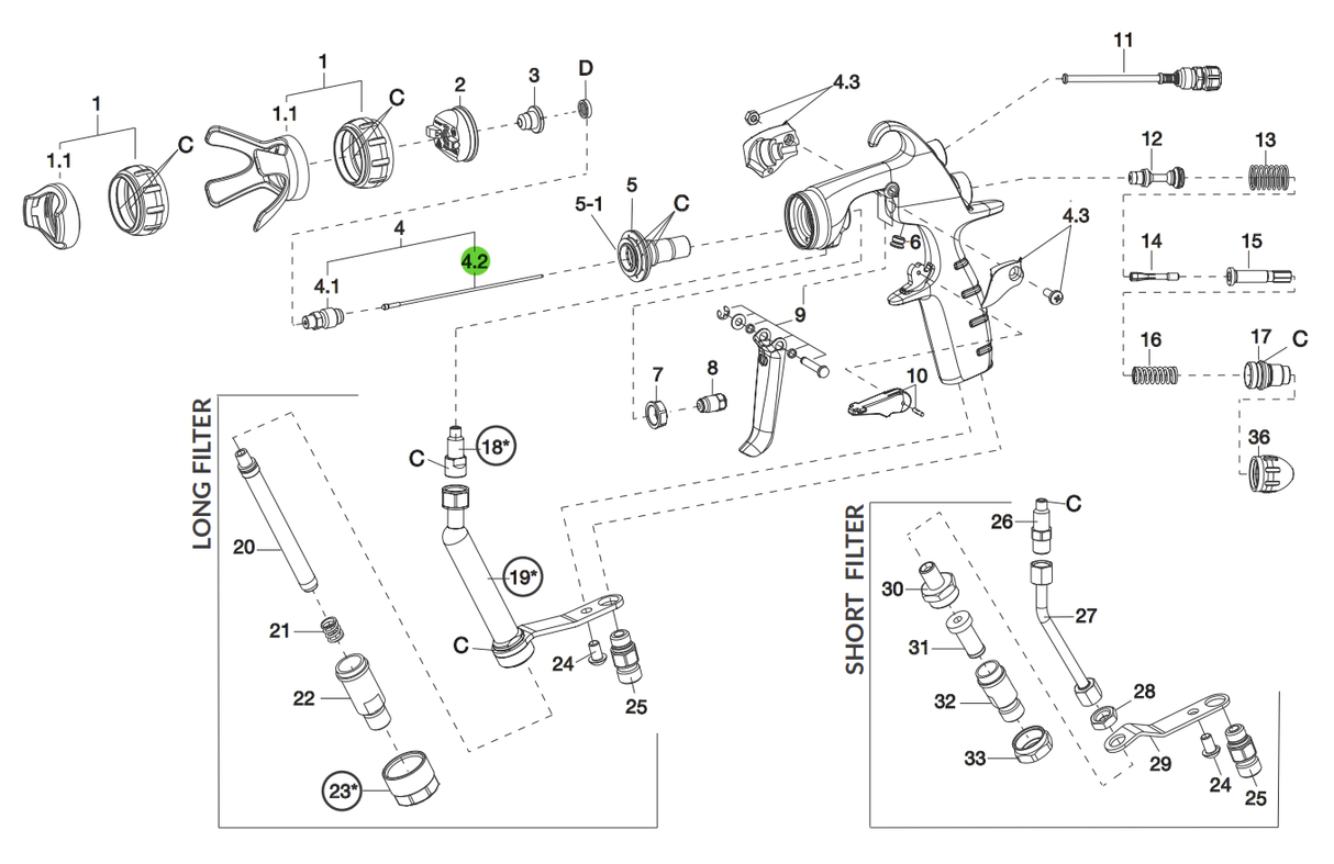 Anest Iwata 93004450 Fluid Needle; MSGS200