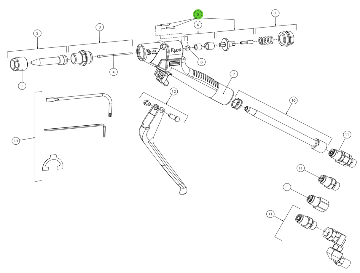 Binks FG200017 Needle Retainer and Trigger Pins Kit