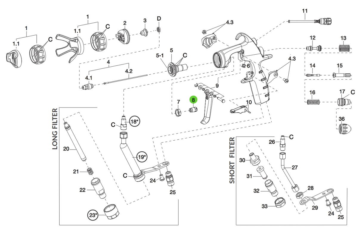 Anest Iwata 93004410 Needle Packing Set; MSGS200