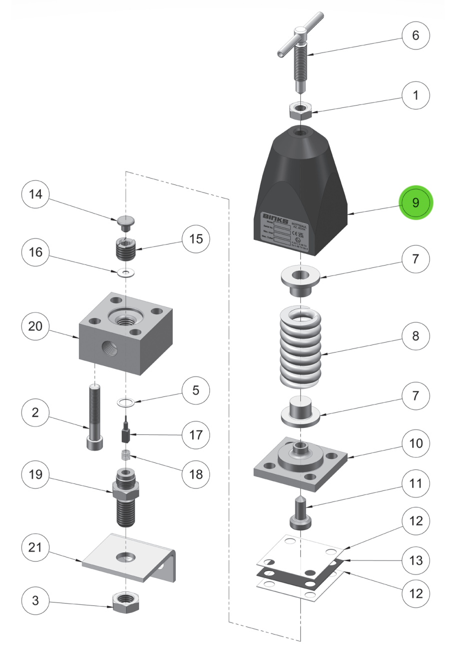 Binks 84-426 Bonnet (FL & BP Regulator)