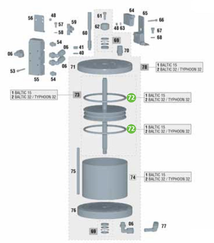 Sagola PT56418540 Air Motor Cylinder Piston Seal for Baltic 15