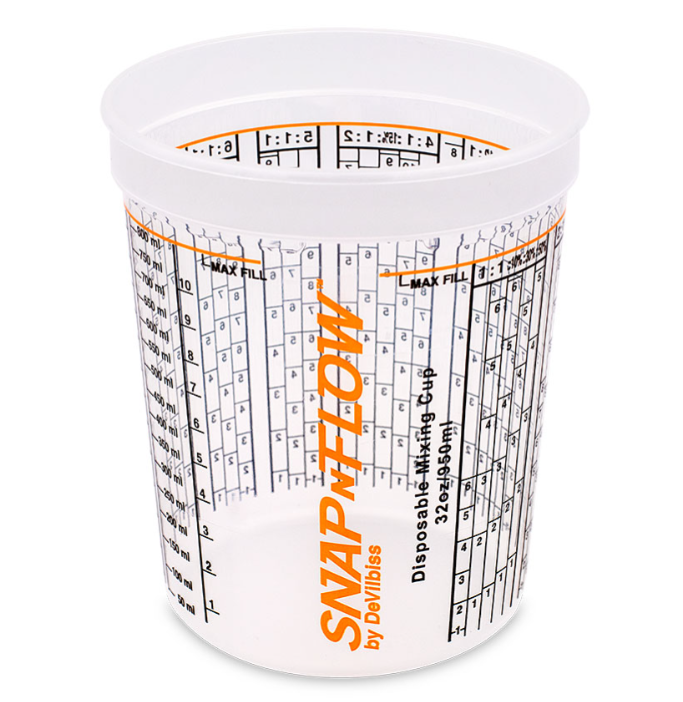 DeVilbiss Snap-N-Flow 32 oz. Disposable Mixing Cup - Total Finishing Supplies