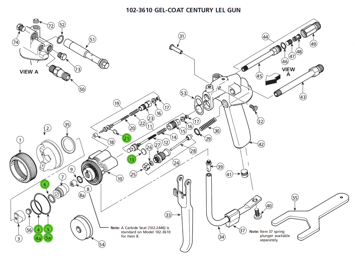 Binks 106-1251 Soft Seal Kit For Century LEL Gun Assemblies