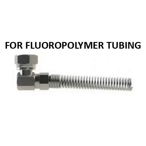 Hosco Hose and Tubing Connectors, Spring Guard Elbow, For Fluoropolymer Tubing (Various Size Options)