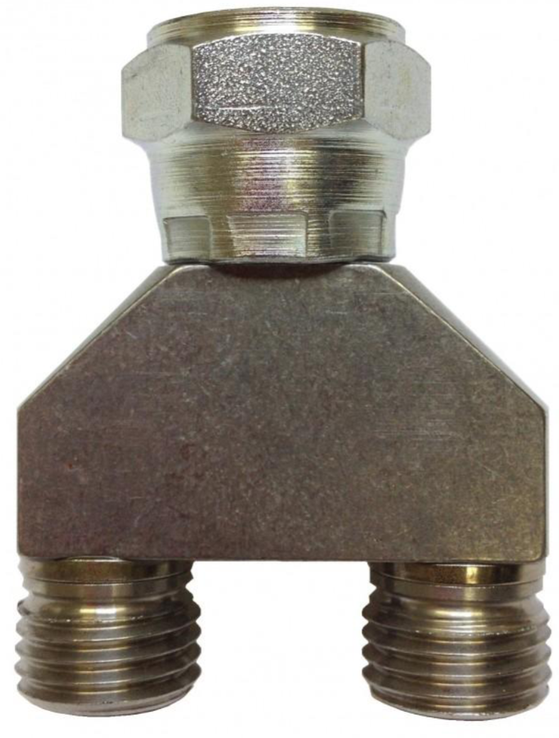 Bloque en Y de alta presión: 1/4" NPS (M) x 1/4" NPSM (H) 