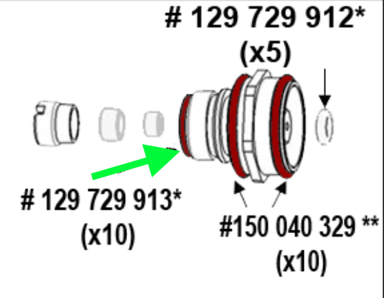 Aftermarket KREMLIN® 129.729.913 Seal Rear Gasket For Diffuser Qty 10 (Non-OEM) - Total Finishing Supplies