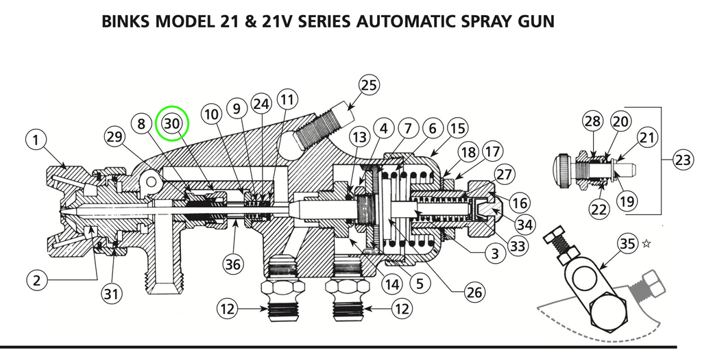 Binks Model 21V Automatic Gun Needle Valve Packing - Total Finishing Supplies