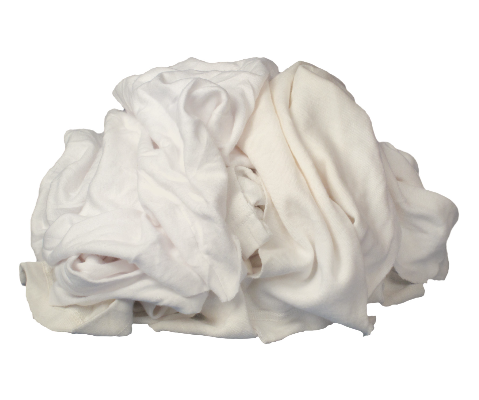 Buffalo Industries Recycled Industrial White T-Shirts Cloth Rags - Total Finishing Supplies