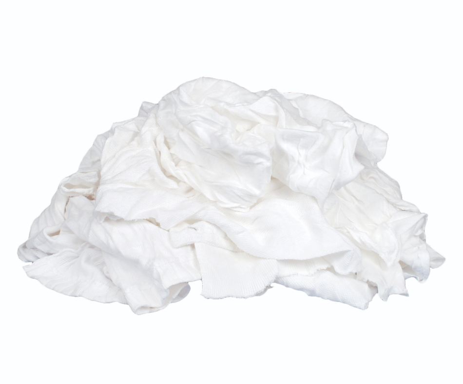 Buffalo Industries Recycled White T-Shirts Cloth Rags - Total Finishing Supplies