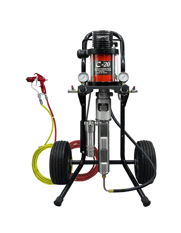 Air Assist Airless 20:1 Fine Finish Pump Cart Mount Spray Pack with 25' Hose and Bobcat Spray Gun - Total Finishing Supplies