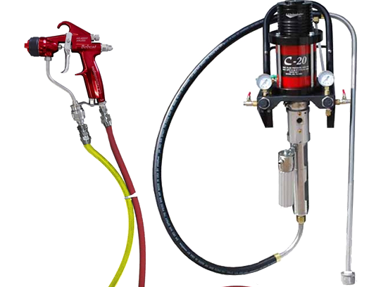 Air Assist Airless 20:1 Fine Finish Pump Wall Mount Spray Pack with 25' Hose and Bobcat Spray Gun - Total Finishing Supplies