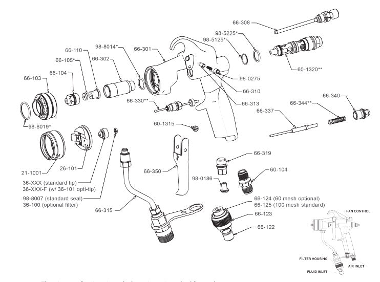 Repair Kit AND Parts for C.A. Technologies Bobcat Air Assist Airless Spray Gun - Total Finishing Supplies