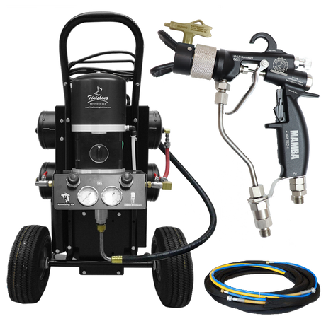 TFS Label Air-Assist-Airless (AAA) 14:1 Peak™ Pump - Cart with Compressor (V Packing) with MAMBA® AAA Spray Gun - Total Finishing Supplies