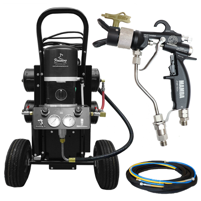 TFS Label Air-Assist-Airless (AAA) 14:1 Peak™ Pump - Cart with Compressor (V Packing) with MAMBA® AAA Spray Gun - Total Finishing Supplies