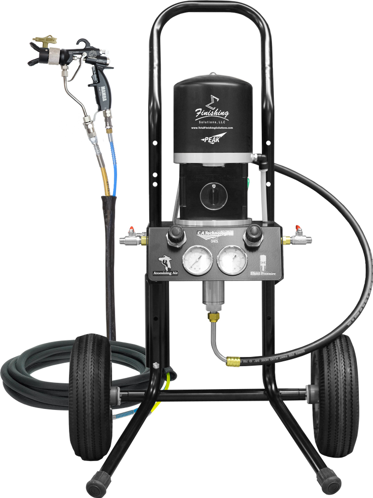 TFS Label Air-Assist-Airless (AAA) 14:1 Peak™ Pump - Cart Model Set-Up (V Packing) with MAMBA® AAA Spray Gun - Total Finishing Supplies