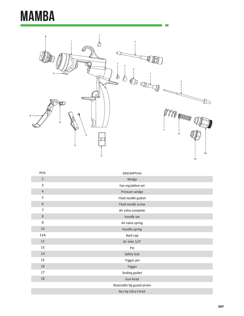 MAMBA® Mix-Tech Air Assisted Airless Manual Spray Gun with Reversible Tip