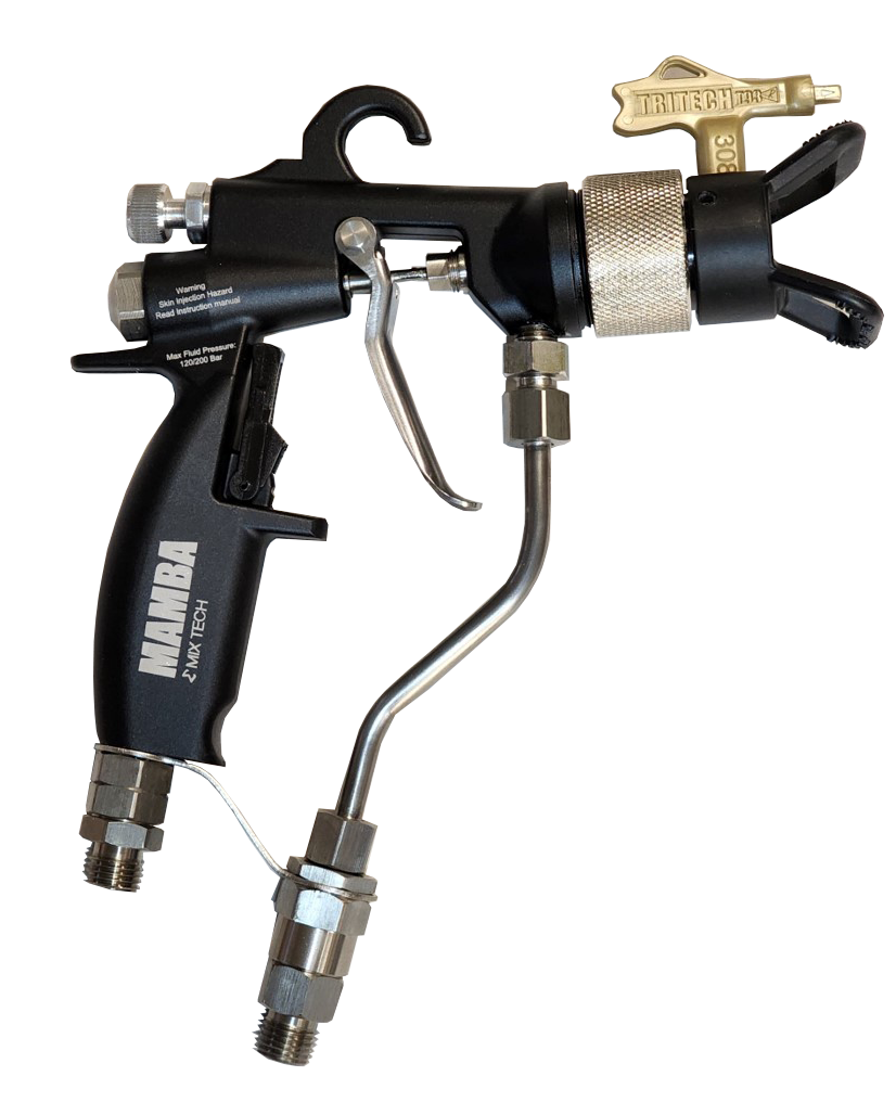 TFS Label Air-Assist-Airless (AAA) 14:1 Peak™ Pump - Wall Model Set-Up (V Packing) with MAMBA® AAA Spray Gun - Total Finishing Supplies