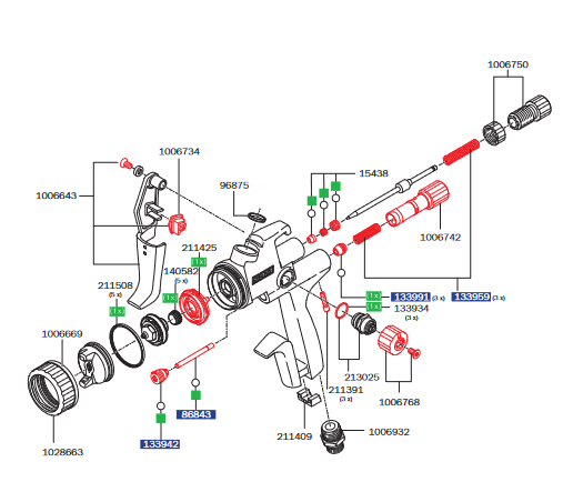 SATAjet® 5000 B PHASER Material Flow Control with Counter Nut - Total Finishing Supplies