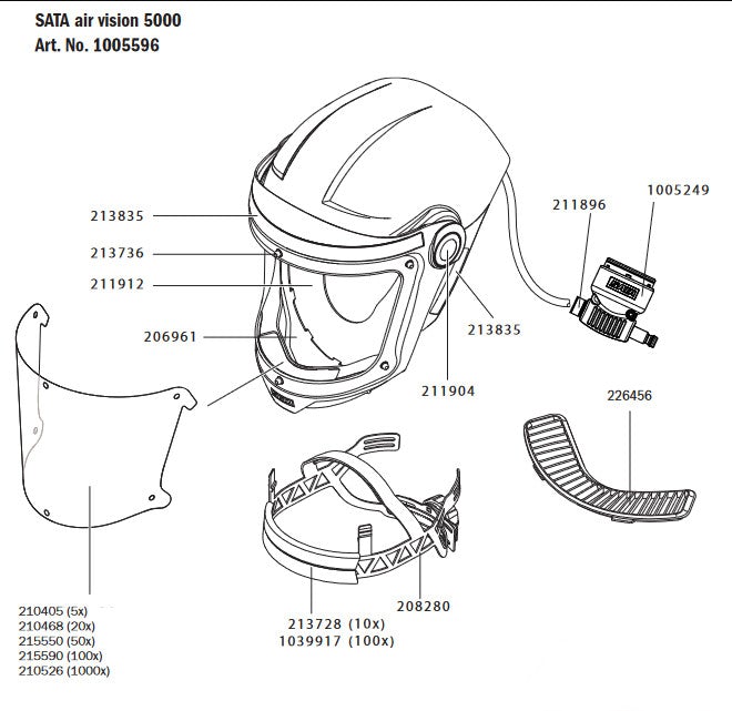 SATA air vision 5000 Comfort Headband, Velcro (100 Pk) - Total Finishing Supplies