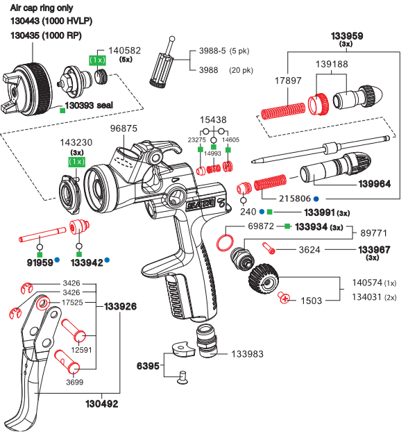 SATAjet 1000 B DA 1.3 Nozzle Set For Dispersion Glues - Total Finishing Supplies