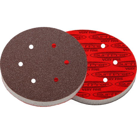 6 Surfprep Foam Discs - 10Mm Thick (Premium Red A/o) Holes For Vacuum / Coarse (60-80 Scratch)