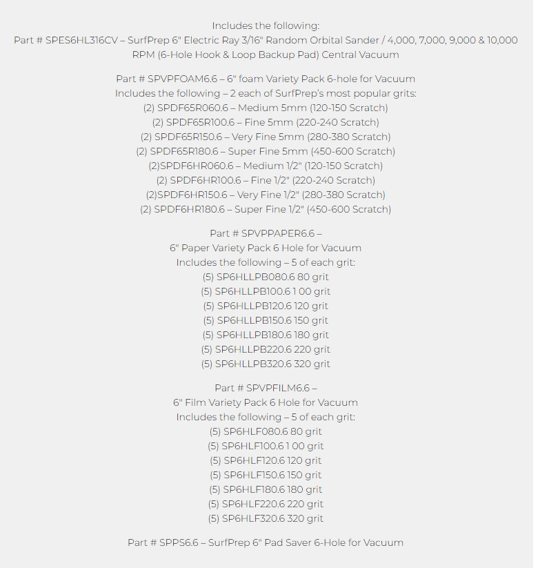 Surfprep 6 Electric Ray Sanding System Kits Central Vacuum Sanders