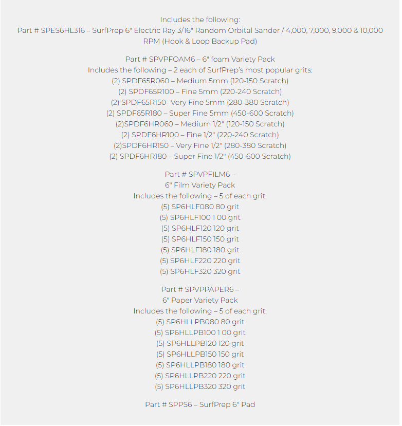 Surfprep 6 Electric Ray Sanding System Kits Non-Vacuum Sanders