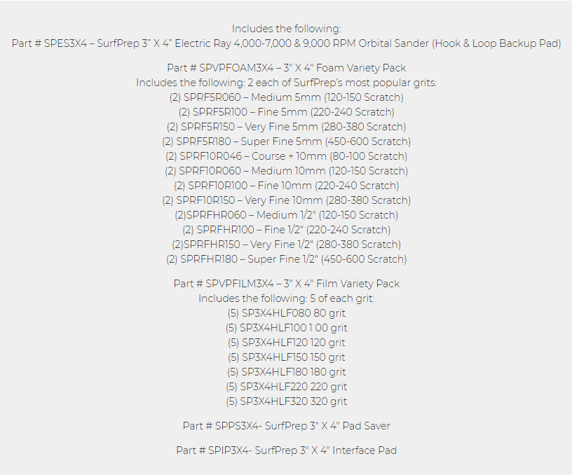 SurfPrep 3" x 4" Electric Ray ProFoam Sanding System Kits